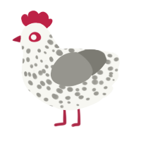 (unnamed), a white and ash chicken with a speckle pattern
