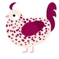 Cranberry Cookie, a cream and maroon chicken with a speckle pattern