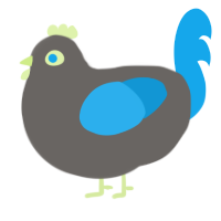 A grey and sky chicken