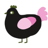 A sable and pink chicken