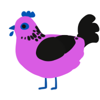 Snow Speckle, a orchid and black chicken with a neck-speckle pattern