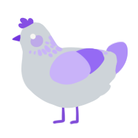 grimoire, a mist and lilac chicken with a neck-speckle pattern