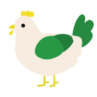 Cough Drop, a cream and viridian chicken