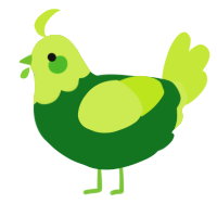Dew, a leaf and lime chicken with a head pattern