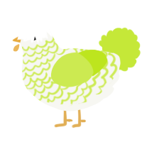 Cabbage, a white and lime chicken with a lace pattern