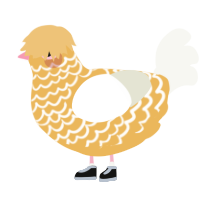 A honey and white chicken with a lace pattern