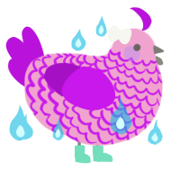 A pink and amethyst chicken with a lace pattern
