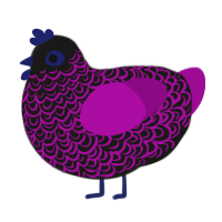 A sable and plum chicken with a double-lace pattern