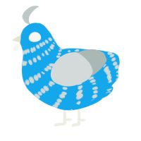 A sky and silver chicken with a bar pattern