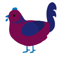 A wine and navy chicken with a neck-speckle pattern