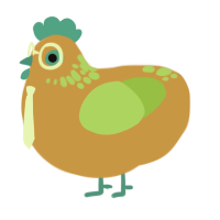 A gold and grass chicken with a neck-speckle pattern