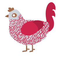 A mist and crimson chicken with a double-lace pattern