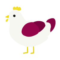 A white and maroon chicken