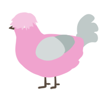A pink and silver chicken