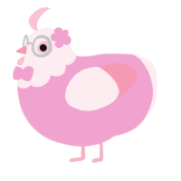 A pink and rose chicken with a head pattern
