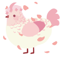 A white and pink chicken with a half-lace pattern