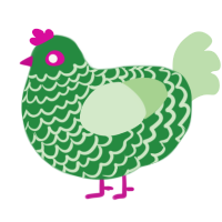 Candy Wrapper, a viridian and gluppy chicken with a lace pattern