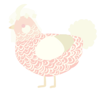 A rose and white chicken with a double-lace pattern