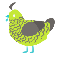 A lime and grey chicken with a lace pattern