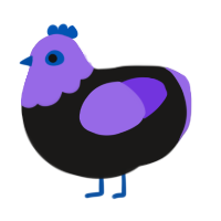 A sable and blurple chicken with a head pattern