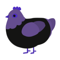 A black and overcast chicken with a head pattern