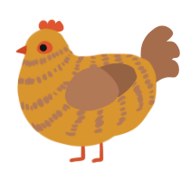 A orange and brown chicken with a bar pattern