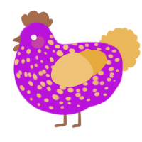 A amethyst and honey chicken with a speckle pattern