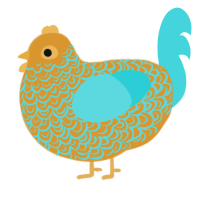 Long Island, a orange and aqua chicken with a double-lace pattern