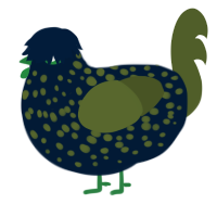 A tumblr and olive chicken with a speckle pattern