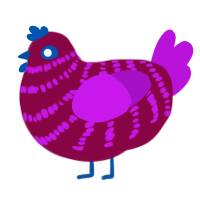 A maroon and amethyst chicken with a bar pattern