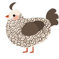 A cream and bark chicken with a double-lace pattern