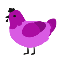 plum, a orchid and plum chicken with a head pattern