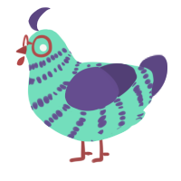 A mint and overcast chicken with a bar pattern