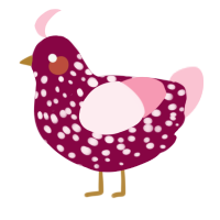 Passionfruit, a maroon and rose chicken with a speckle pattern