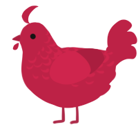 red, a crimson chicken with a half-lace pattern
