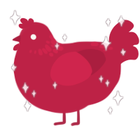 Bloodsplatter, a crimson chicken with a neck-speckle pattern