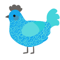 Neon, a sky and aqua chicken with a double-lace pattern
