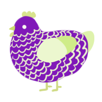 A violet and apple chicken with a lace pattern