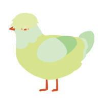 A lemon and gluppy chicken with a head pattern