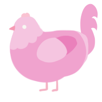 A pink chicken with a head pattern