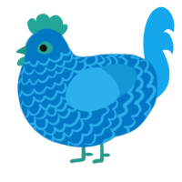 A sapphire and sky chicken with a lace pattern