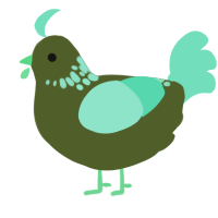 A olive and mint chicken with a neck-speckle pattern
