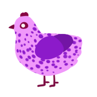 A lavender and violet chicken with a speckle pattern