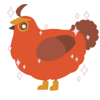 A vermilion and russet chicken