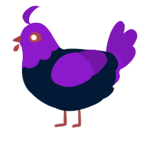 A tumblr and violet chicken with a head pattern