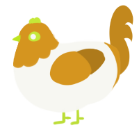A white and ochre chicken with a head pattern