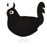Voice of the Hero, a black and sable chicken with a lace pattern