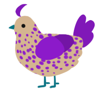 Spotted One, a beige and violet chicken with a speckle pattern