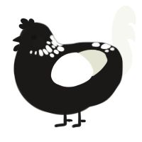 (unnamed), a sable and white chicken with a neck-speckle pattern