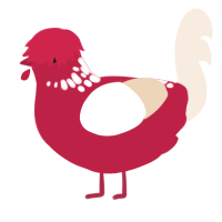 Mushy, a crimson and cream chicken with a neck-speckle pattern